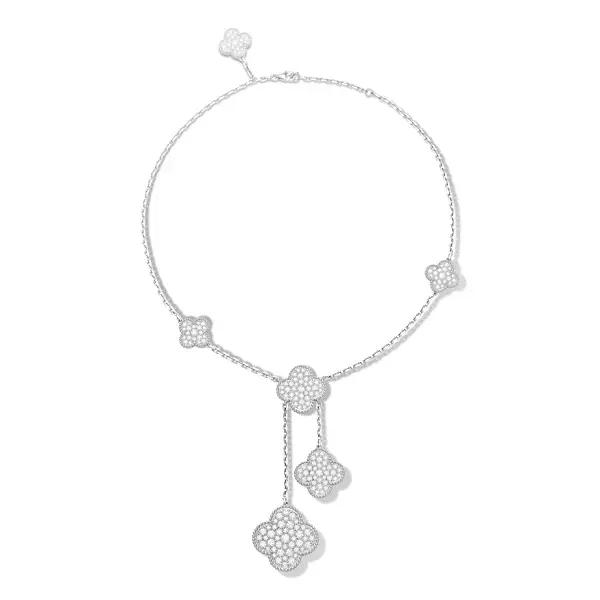 vca四叶草带钻项链系列,vca梵克雅宝四叶草项链