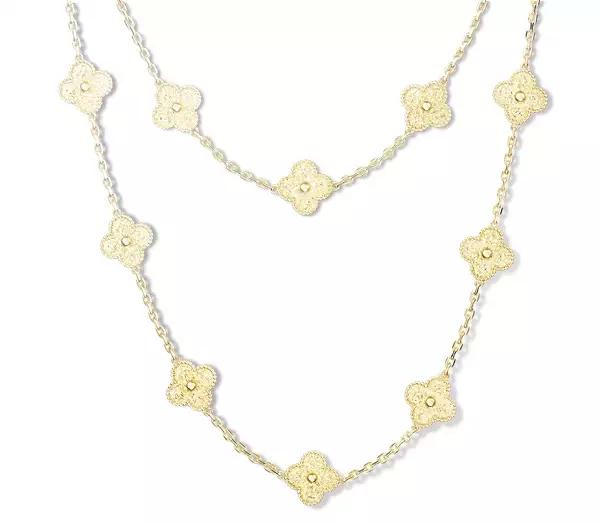 vca四叶草带钻项链系列,vca梵克雅宝四叶草项链