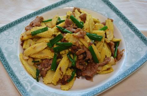 牛肝菌玉米笋炒肉,玉米笋炒肉的做法