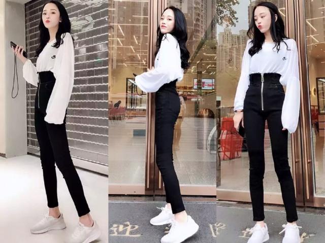 今年流行小脚裤时髦暖和又显瘦,休闲裤子显瘦小脚裤穿到哪好看