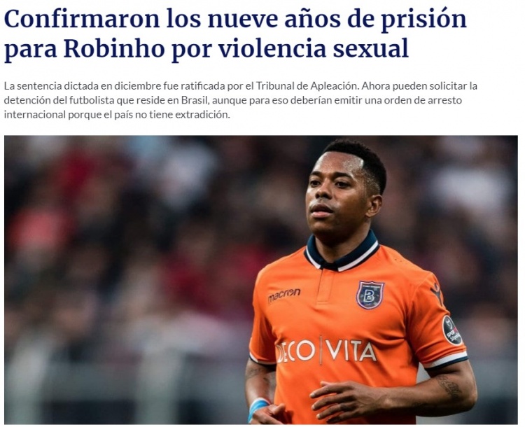 恒大旧将强奸案维持原判罗比尼奥被判9年监禁！需签国际逮捕令