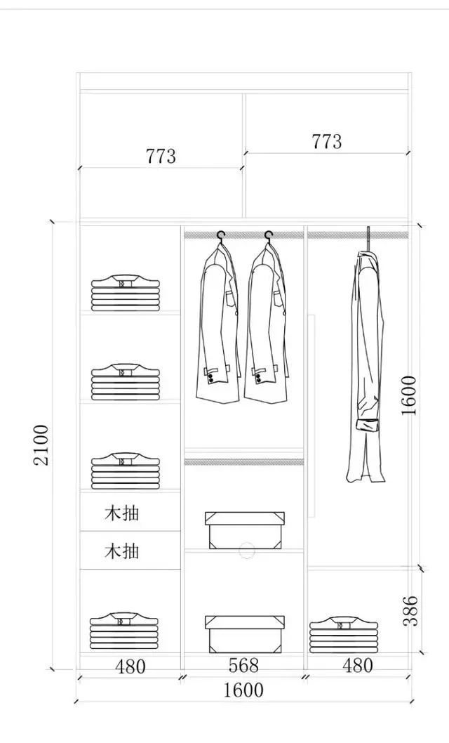零基础怎样出衣柜结构图,各种尺寸衣柜布局尺寸图