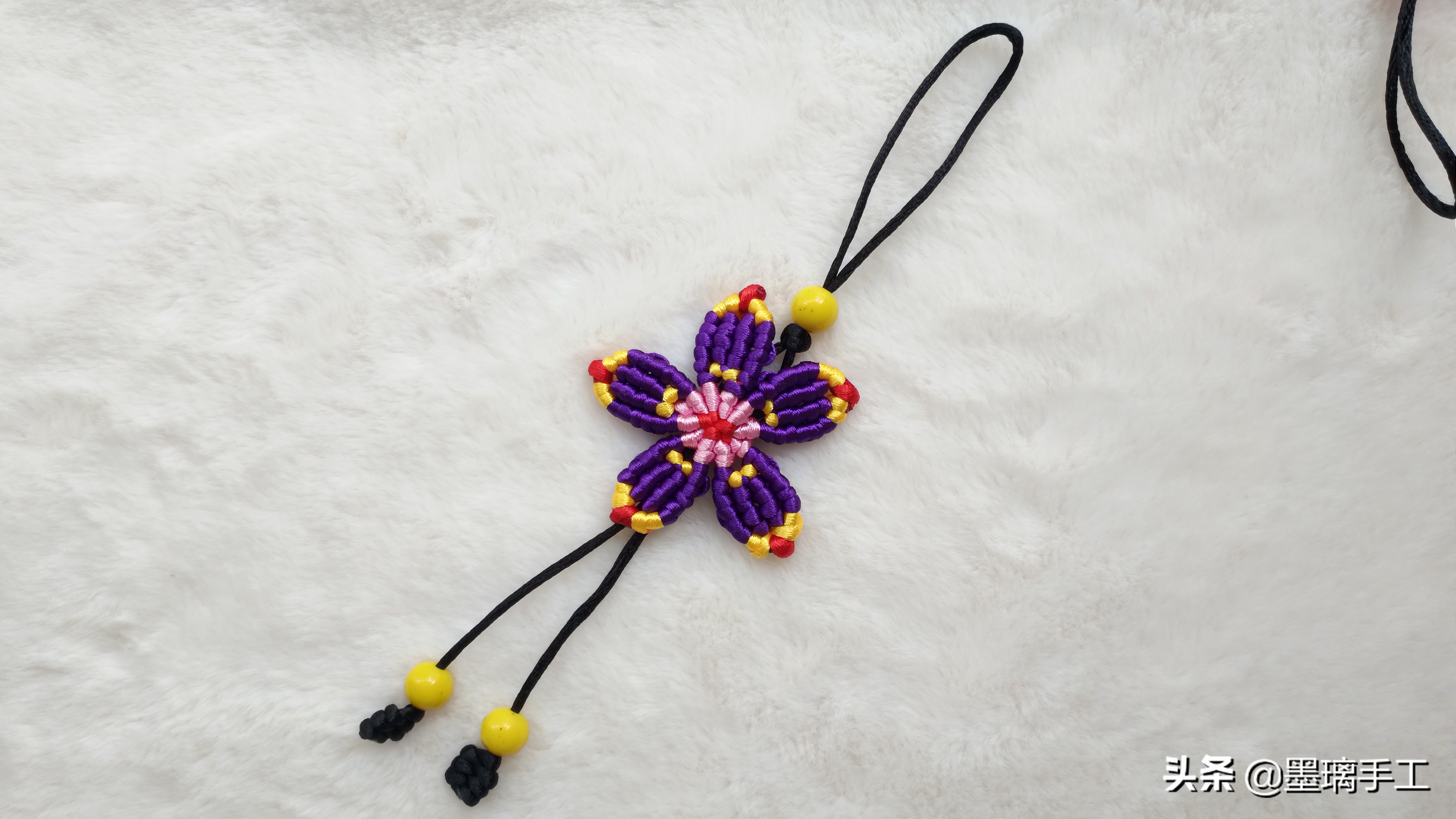 手工编绳大挂饰教程,手工编绳立体花朵挂毯视频教程