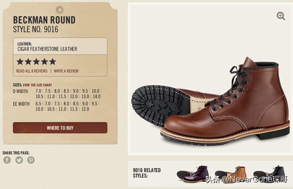 红翼8111工装靴,红翼redwing经典875工装靴