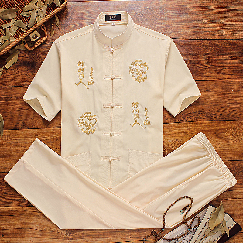 夏季亲子中国风唐装搭配,中式秋冬爸爸唐装