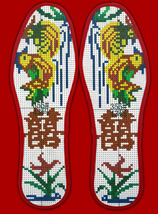 绣花鞋垫鸳鸯,鞋垫刺绣旺财