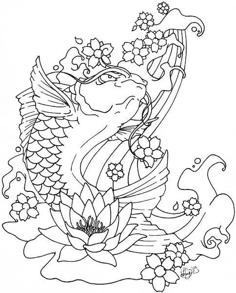 转运锦鲤简笔画,简笔画100种锦鲤图片