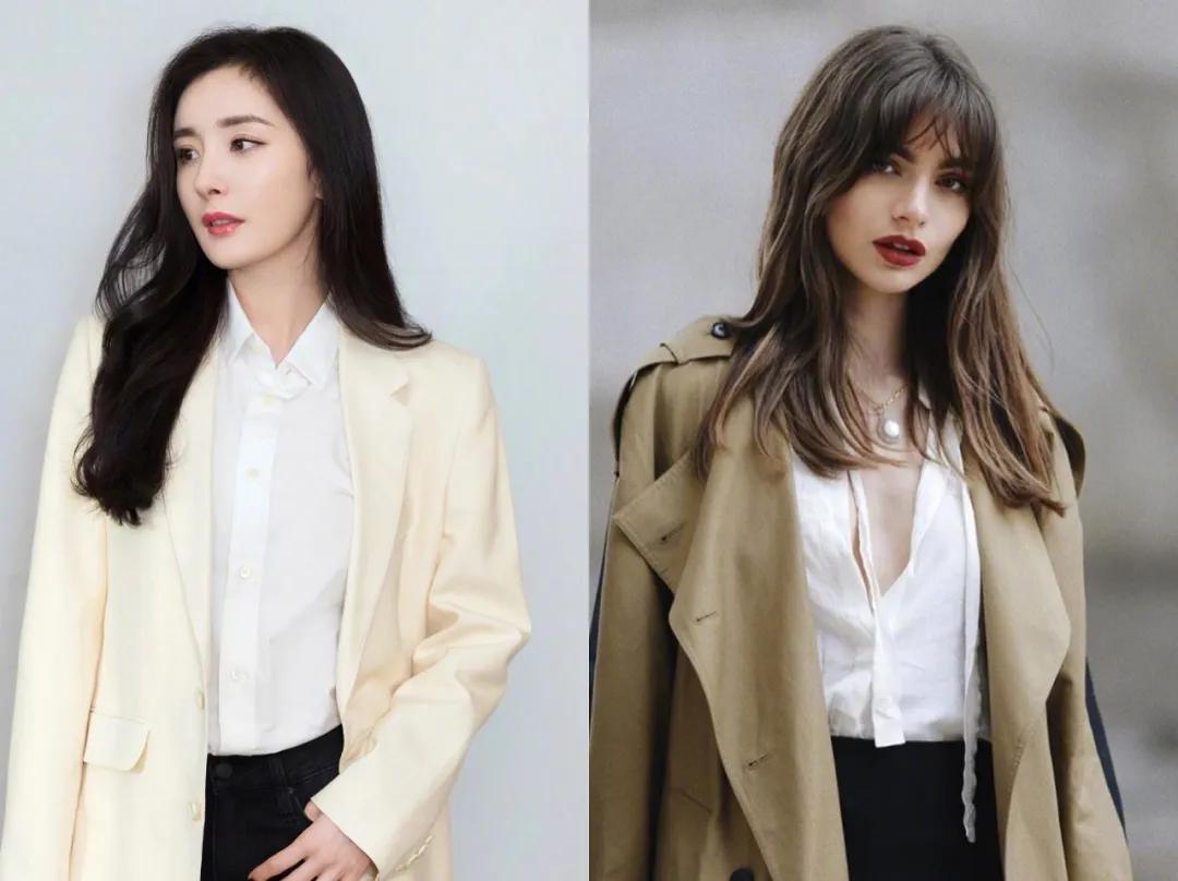 周雨彤的穿搭白衬衫,周雨彤刘雯钟楚曦