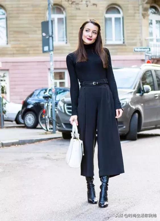 白裤子阔腿穿搭秋冬,初冬阔腿裤更时髦的打开方式