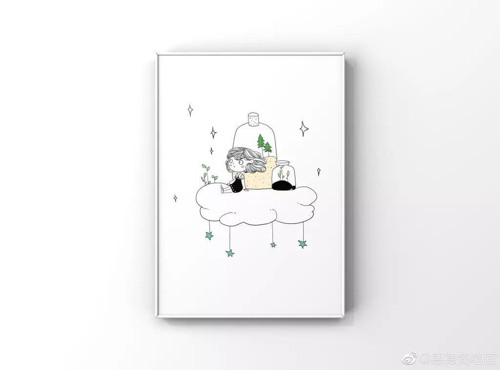 简单清新花卉的简笔画图片大全,唐老鸭简笔画可爱清新小女孩