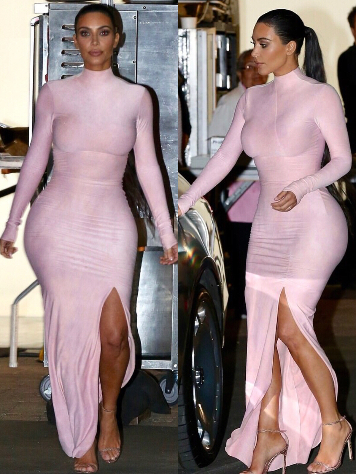 卡戴珊姐妹穿搭,卡戴珊大秀异域风情抹胸裙