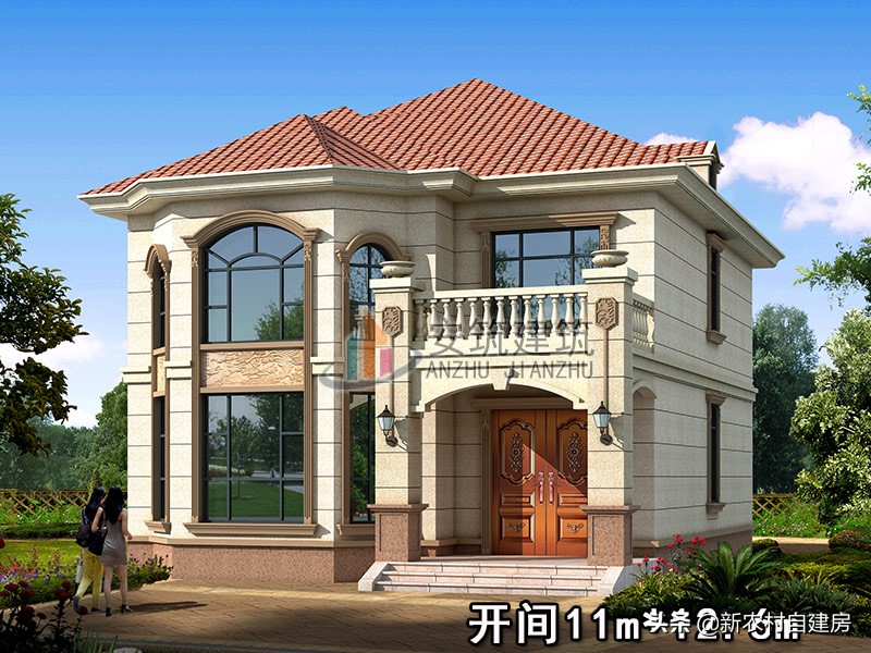 开间12.8进深9.9二层别墅怎么设计,农村自建房进深小怎么盖房