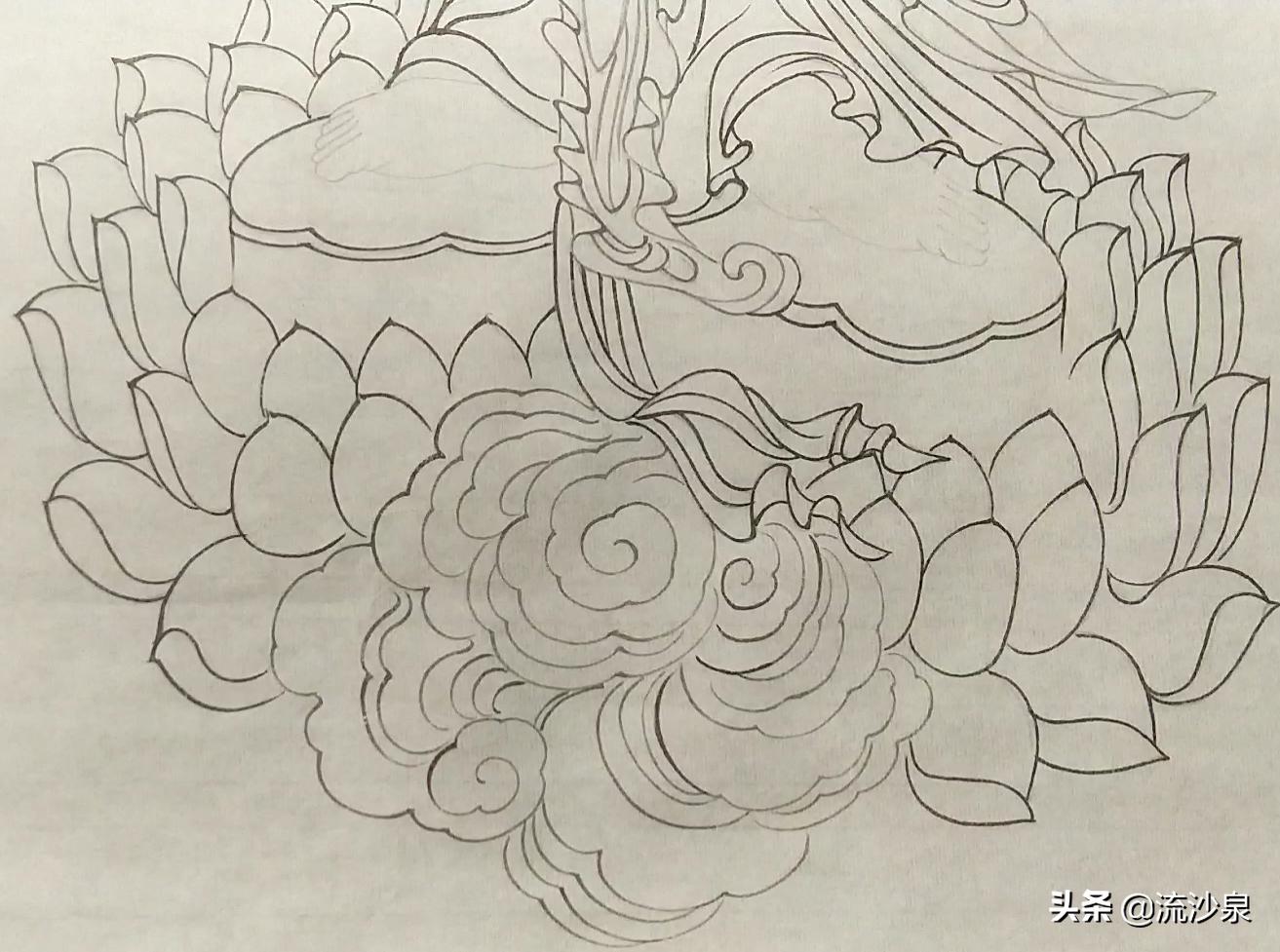 工笔画观音菩萨像背景如何上色,观音菩萨的工笔画面部怎么染色