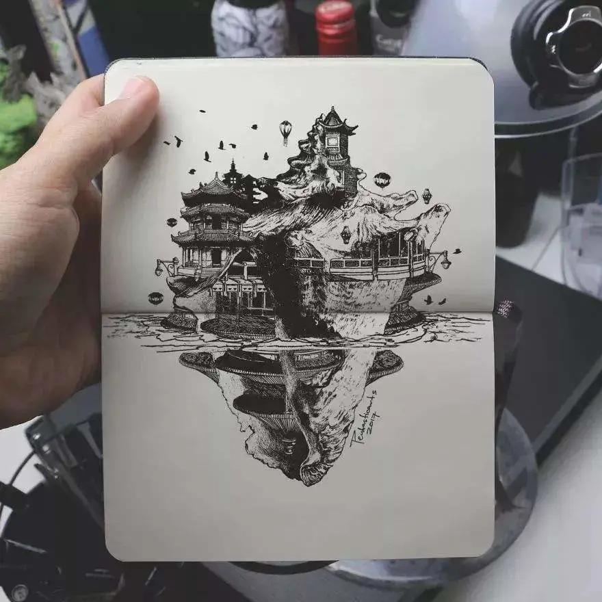 实用的针管笔手绘黑白自创画教程,针管笔绘画完整版