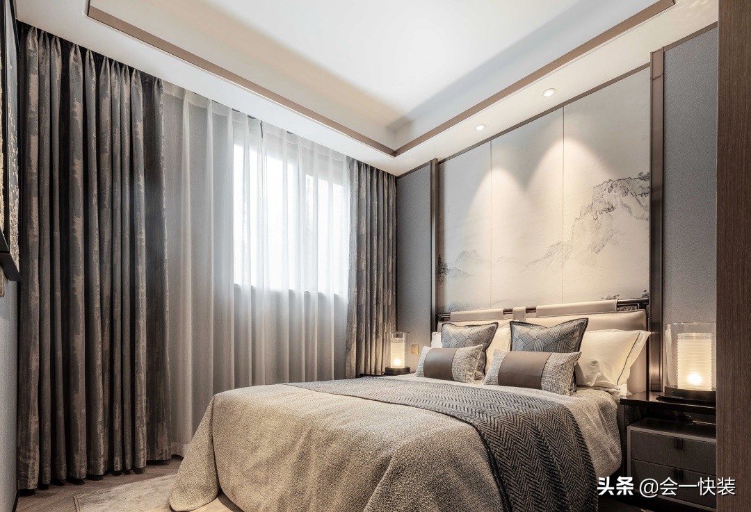 新中式全屋墙板搭配效果图,竹纤维墙板整屋装修效果图新中式