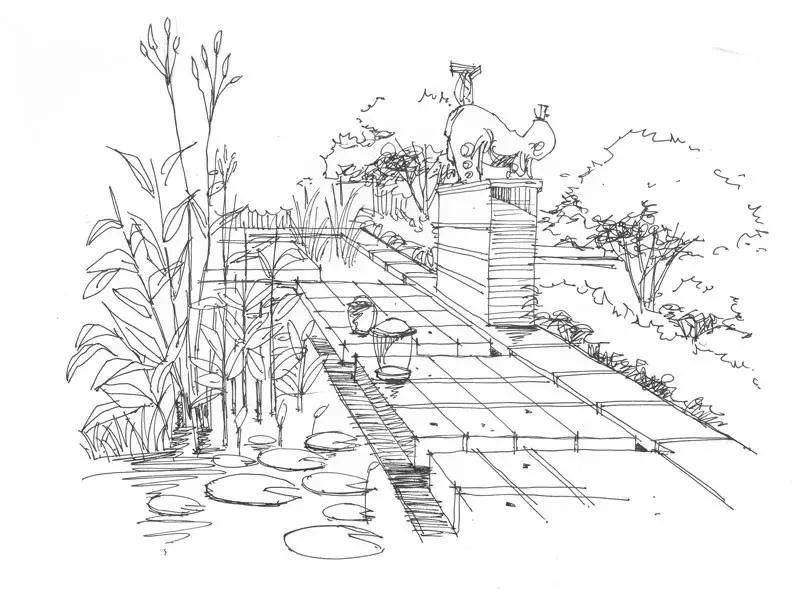 手绘效果图设计详解,干货五幅景观手绘效果图步骤图解