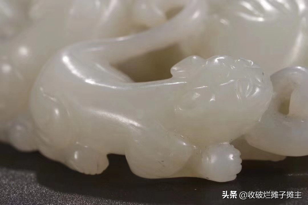 和田子母兽摆件尺寸,和田白玉龙龟子母兽