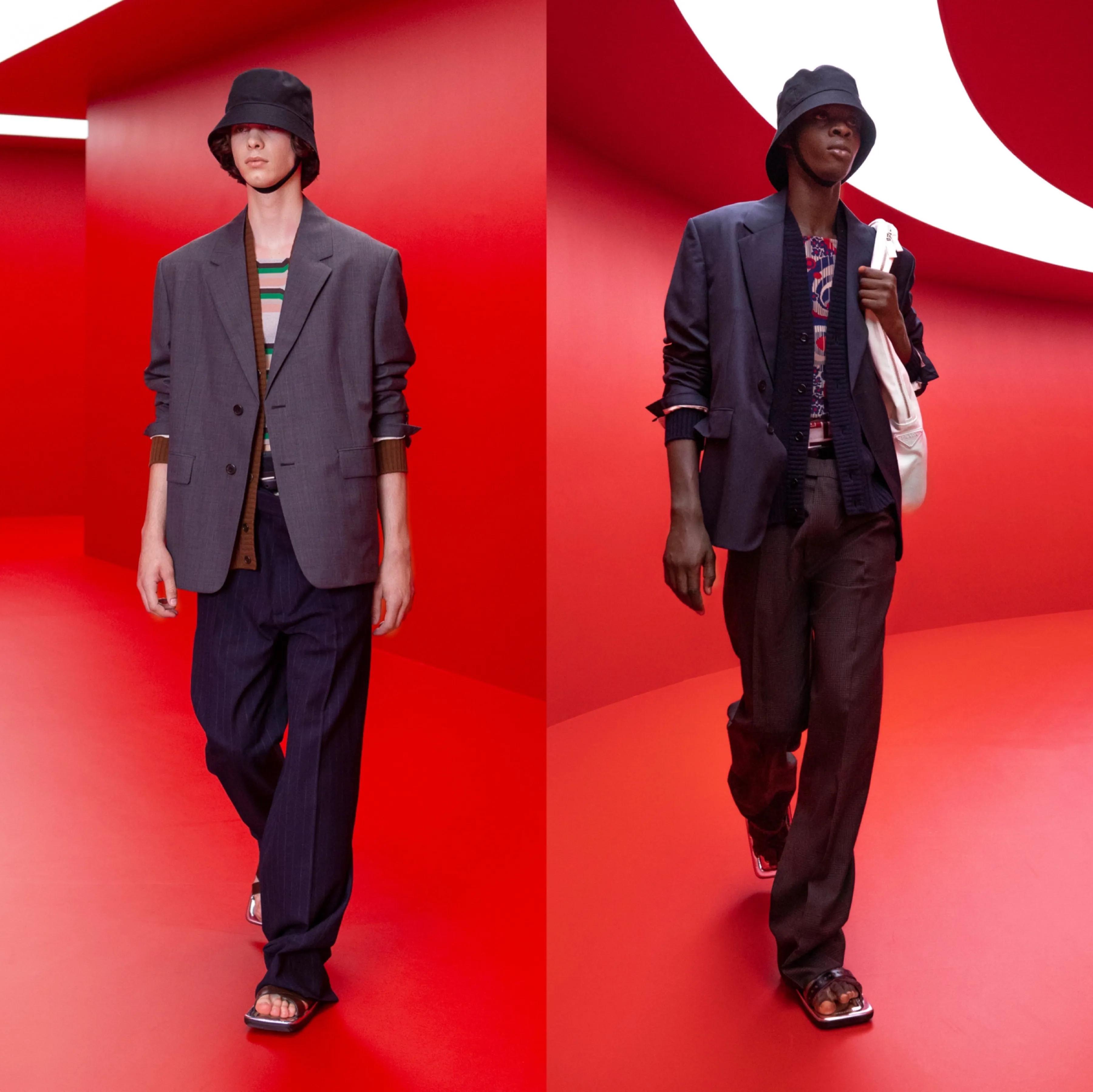 「Prada2022春夏男装」男装也内卷了，露大腿穿短裙真空上阵