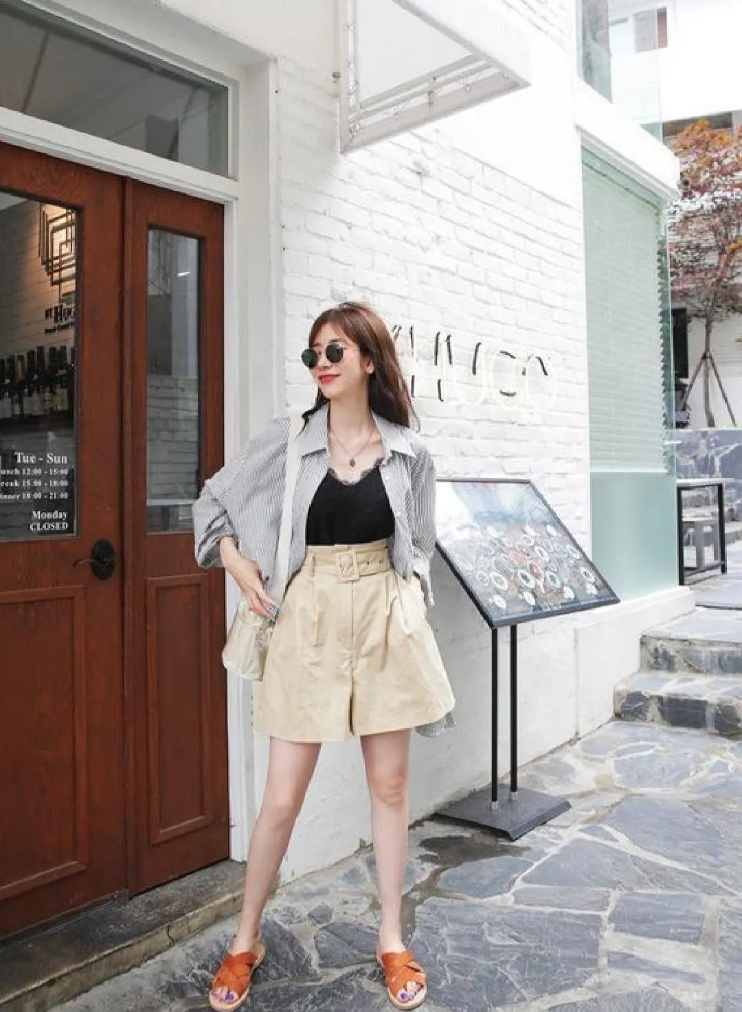 夏季休闲宽松短袖t恤每日穿搭,上短下长不露腿t恤穿搭夏季