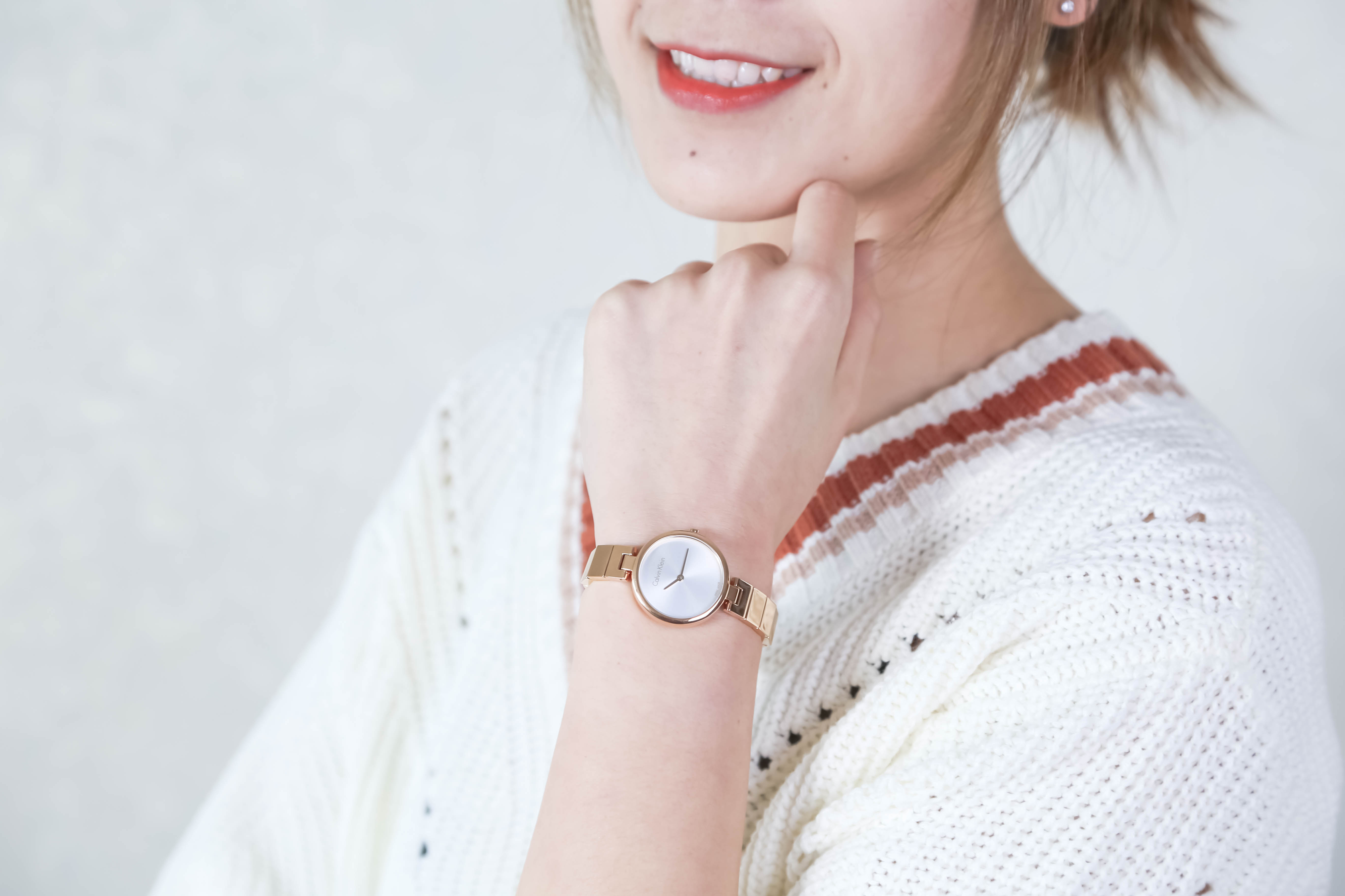 ck经典玫瑰金女士手表价格,ck手表时尚女士腕表