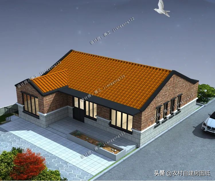 带土炕一层养老房设计图,10万以下一层自建房带火炕三间