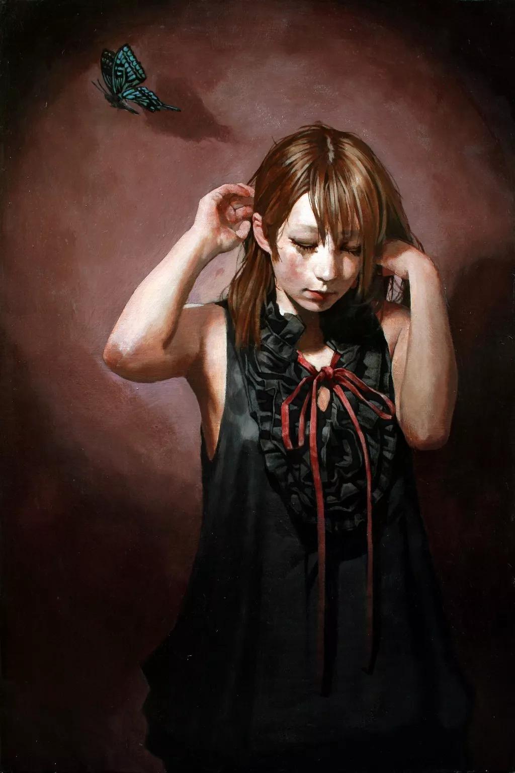 油画日系动漫,油画里的唯美少女