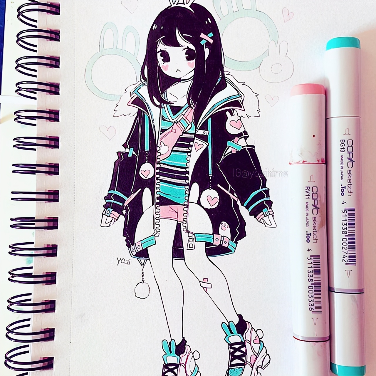 日本插画师一组手绘少女插画,日本画师绝美线稿插画集