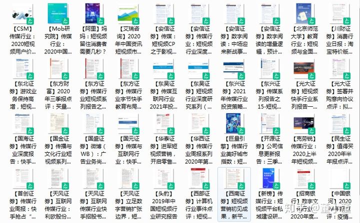 2021年短视频行业研究报告整理,一共80份报告,欢迎收藏