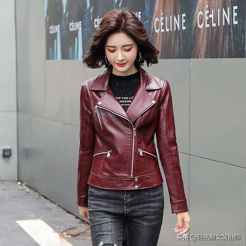 秋冬流行的皮衣外套，搭配简单又帅酷，随便一披，让你魅力挡不住