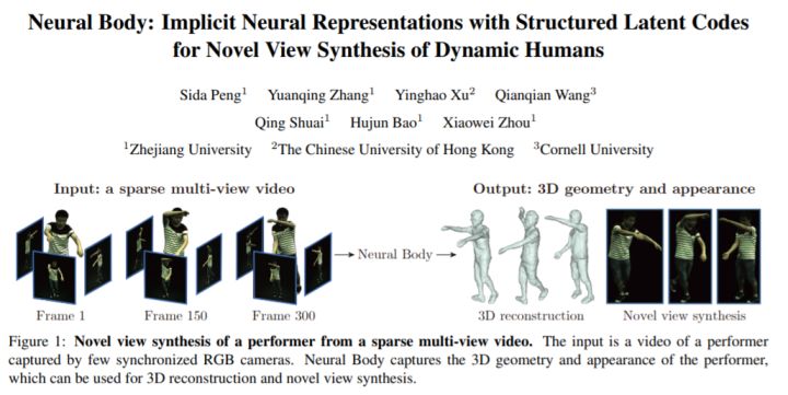 浙大三维视觉团队攻克3D动态人体视图合成难题