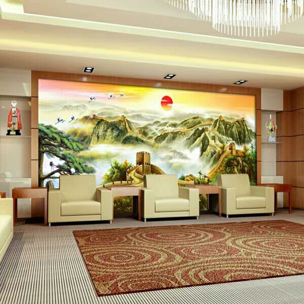 电视背景墙有山水忌讳么,岩板山水电视背景墙效果图