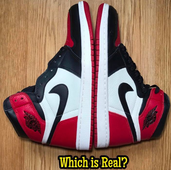 aj1mid芝加哥黑红脚趾真假鉴定方法,aj黑脚趾正品对比