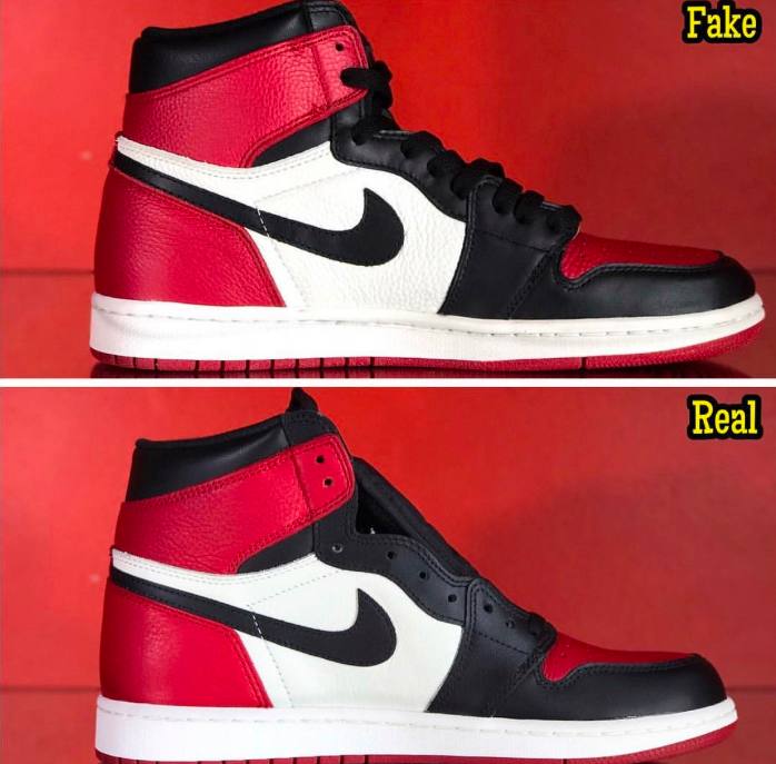 aj黑脚趾正品对比,aj1bred黑红2022