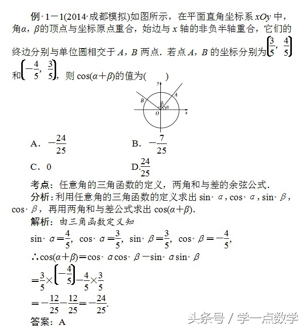 高考二轮专题复习【三角函数】之任意角的三角函数