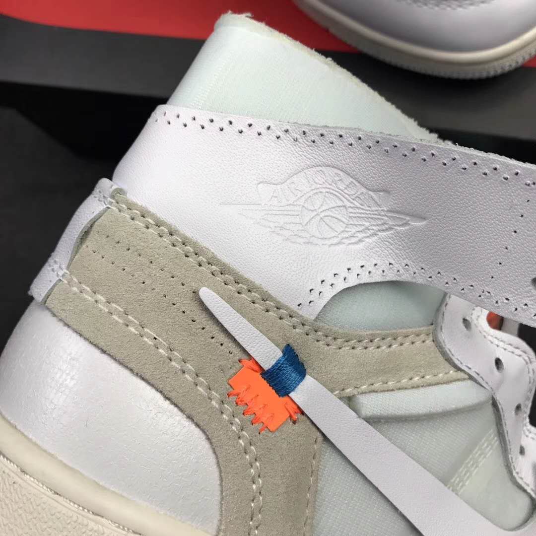 aj1联名offwhite纯白鞋头细节,nikeaj1低帮芝加哥红白黑测评