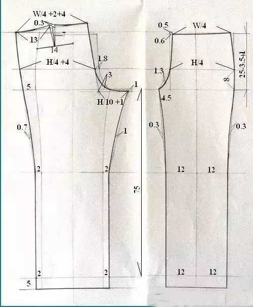 讲解裁剪裤子,一步一步画裤子裁剪图