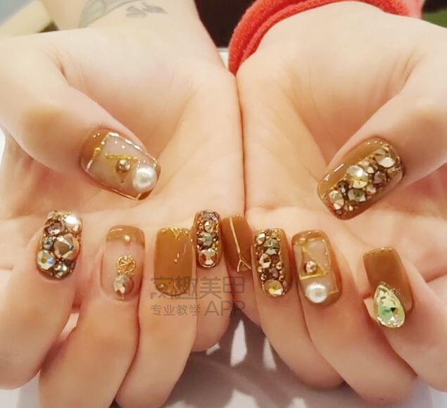 脏橘色美甲,one推荐美甲