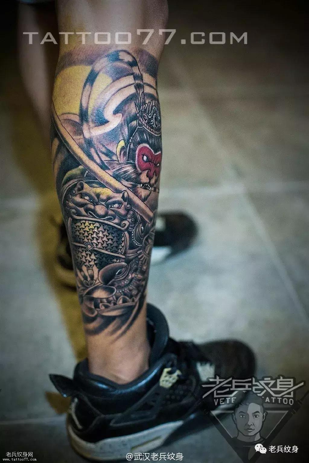 孙悟空打牛魔王纹身手稿,孙悟空盖世英雄纹身手稿