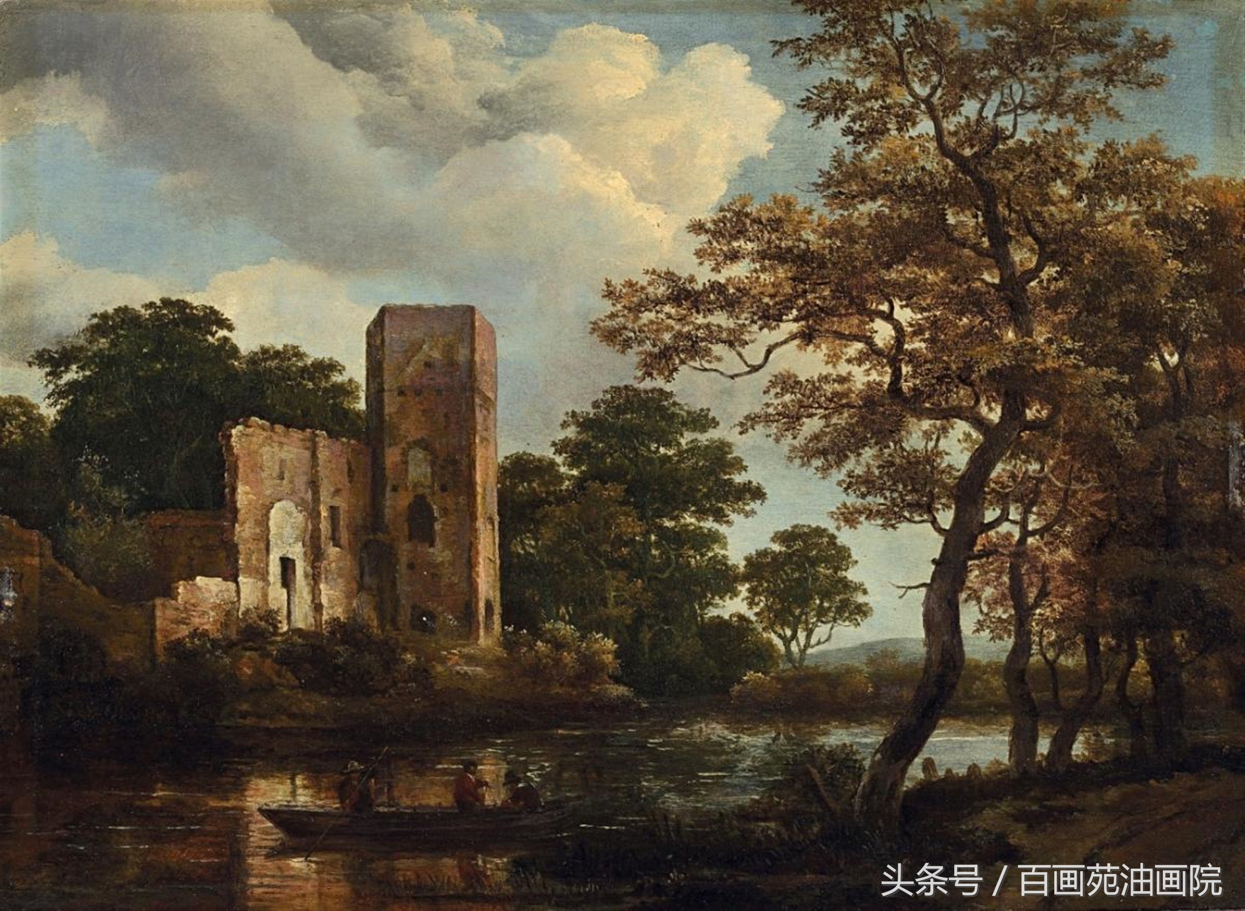 播放油画风景色彩写生示范,色彩明快的大师级风景油画