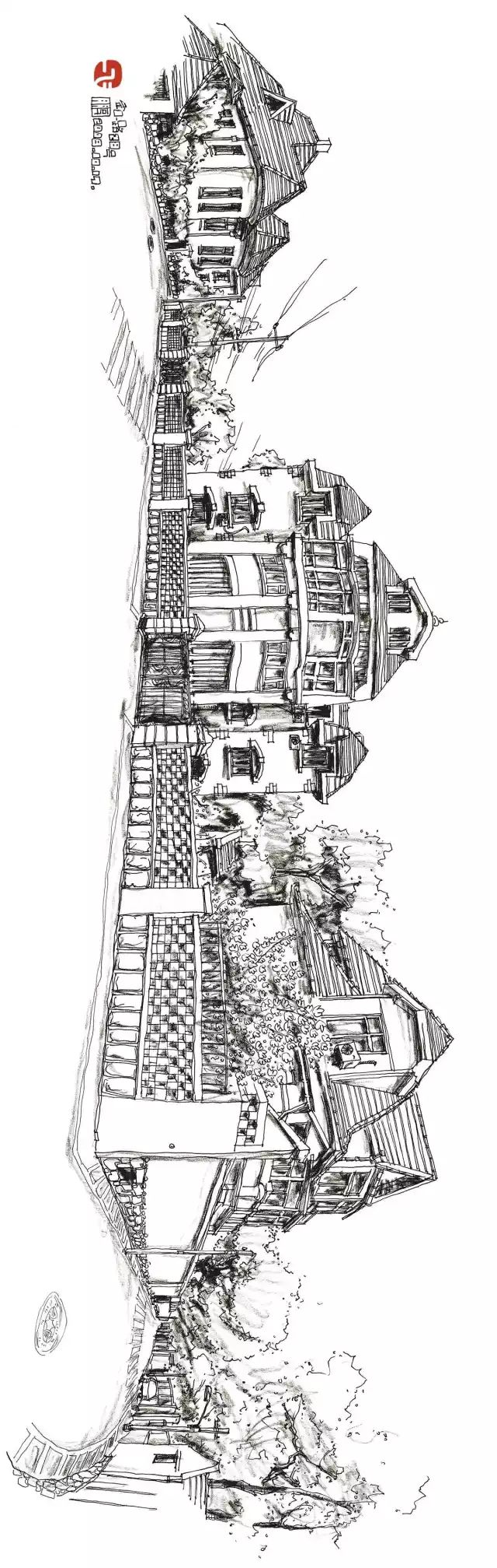 手绘青岛中山路游览图,手绘青岛建筑效果图