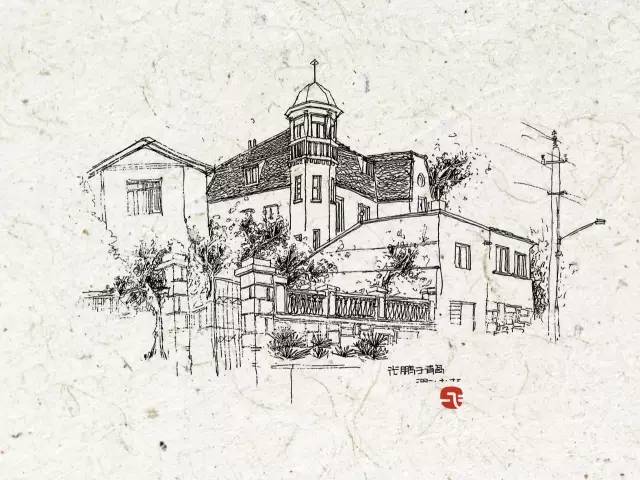 手绘青岛中山路游览图,手绘青岛建筑效果图