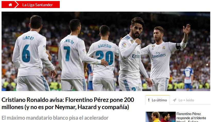 C罗钦点皇马砸2亿签三将不用大清洗补好短板就够经纪人出马？