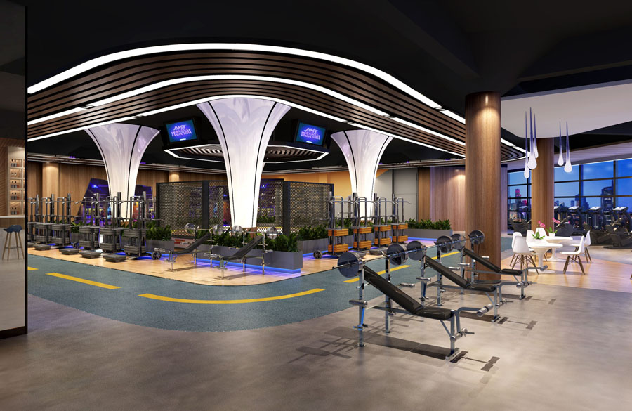 健身房体能区设计效果图大全集,健身房游泳池设计效果图