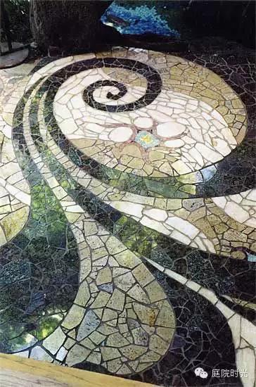 庭院小路台阶铺装效果图,马赛克庭院铺装