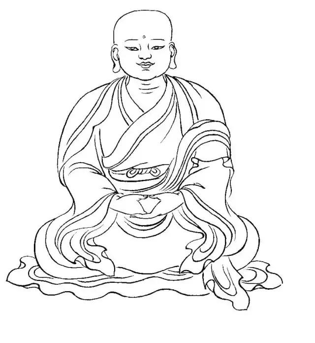 罗汉白描画稿,小写意罗汉图白描