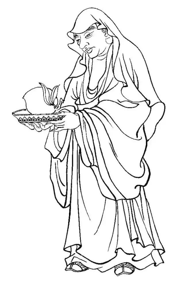 罗汉白描画稿,小写意罗汉图白描