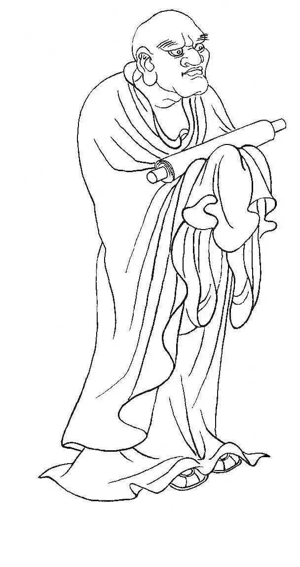 罗汉白描画稿,小写意罗汉图白描