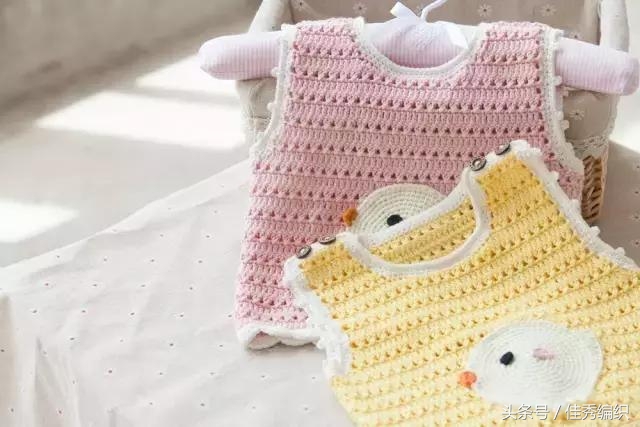 钩婴儿背心双色,0-6个月婴儿背心钩织教程