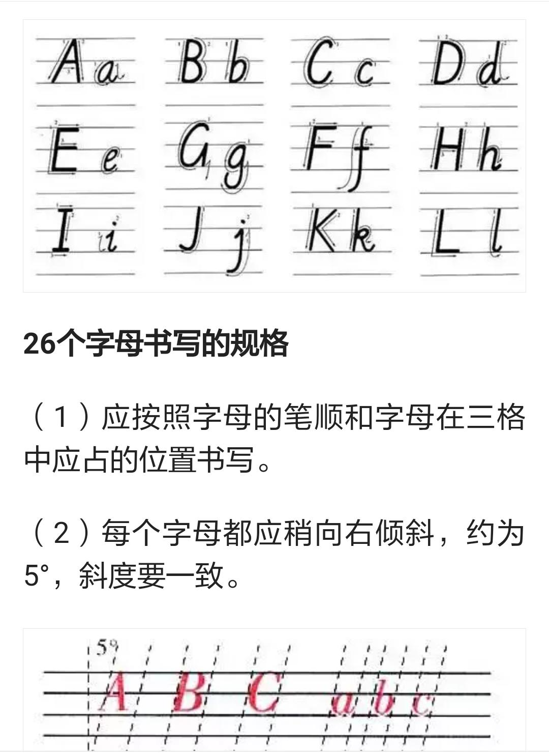 26个英文字母书写规范标准读音,26个英文字母书写规范详解