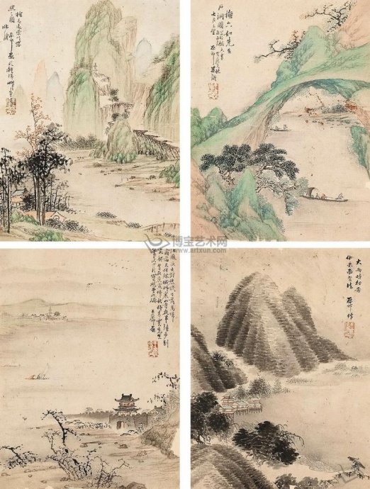 工笔浅绛山水画技法教学,传统文人浅绛山水画教学